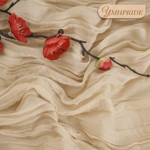 YMHPRIDE 12 Pack Cheesecloth Table Runner 35x120in Beige Table Runner - Image 3