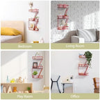 SweetSage Fire Escape Wall Shelf Red - New York Wall Art Decorative Figure Display Floating Shelves Metal Racks for Living Room, Home Office Storage (3-Tier) - Image 4