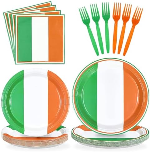 96 Pcs Irish Flag Themed Party Decorations, Serves 24 by Greencian