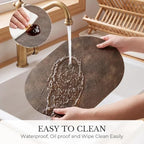 MOSAYT Vinyl Faux Leather Oval Placemats, Set of 6, Coffee - Image 5