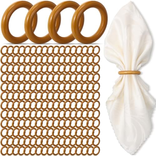 Thenshop 200 Pcs Decorative Wooden Napkin Rings Bulk Exquisite, Brown by Thenshop