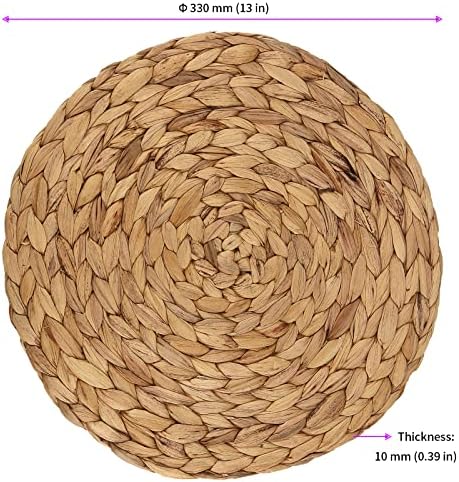 JEUIHAU Set of 8 Water Hyacinth Braided Placemat, 13 Inch Round Placemats Rattan Placemats, Natural Wicker Seagrass Rattan Placemats for Dining Table, Decoration - Image 2