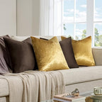GIGIZAZA Pack of 4 Decorative Velvet Pillow Covers 20x20 Brown Gold - Image 6
