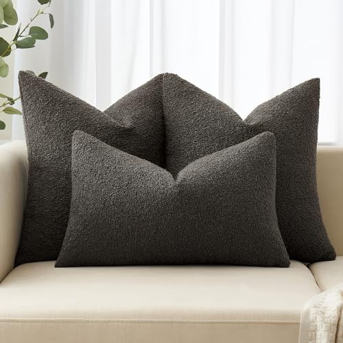 MIULEE 18x18 Decorative Boucle Couch Pillow Covers Dark Coffee - Image 2