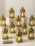 Romadedi Vintage Gold Mini Lanterns for Wedding Centerpiece, Pack of 20 by ROMADEDI