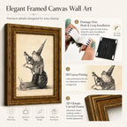 Gold Framed Frog Snail Musician Wall Art, Line Art Canvas Print, 16x12 - Image 2