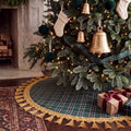 Blueweenly 48 Inch Christmas Tree Skirt, Green Plaid with Gold Tassel Edge by Blueweenly