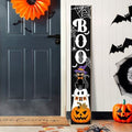 Halloween Porch Sign, Boo Sign for Front Porch, Spooky Pumpkin Wooden Sign Yard, Vertical Wood Sign Standing for Patio Front Door Porch, Long Porch Sign for Holiday Home Party Yard Indoor Outdoor Decor, 47x8 inch by Unknown