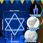 16.3 Inches Star of David Hanukkah Tree Topper Hanukkah Decorations Christmas Star Tree Topper Blue Lights USB Power Supply Suitable for Diwali Birthdays Weddings Parties Christmas Tree - Image 2