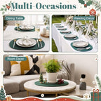 Oval Woven Placemats Set of 6, Cotton Rope 16x12 Inch, Green - Image 5