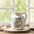 Ceramic Vintage Flower Vase, Utensil Holder, Chinoiserie Decorative Vase Decor Rustic Farmhouse Retro Floral Vases for Table Bookshelf Mantel Kitchen Living Room Office - 6.7” Gray 016 - Image 4