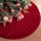 Foilswirl 60 Inch Burgundy Velvet Quilted Christmas Tree Skirt by Foilswirl