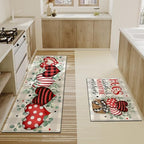 Valentines Day Kitchen Mat Set 2 Piece,Valentine's Day Buffalo Plaid Polka Dot Stripes Love Hearts Kitchen Rugs,Valentines Eucalyptus Leaves Low-Profile Mats for Home Kitchen Decor 17"x48"+17"x30" - Image 4