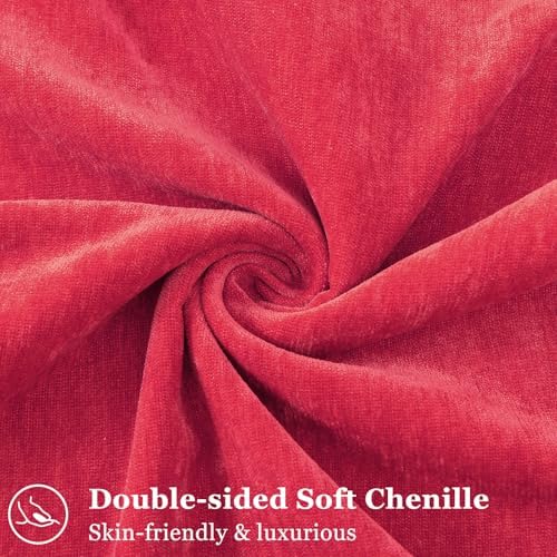 decorUhome Chenille Red Velvet Throw Pillow Covers 26x26 Set of 2 - Image 2
