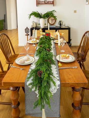 6FT Christmas Garland,Cedar Garland with Pine Cones,Artificial Pine Garland - Image 3