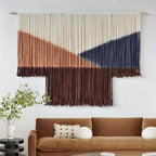 Jakalin Macrame Wall Decor Geometric Dip Dyed Tapestry Home Decor 57"x39" - Image 3