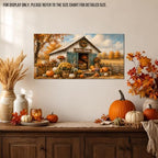 WAXWHELK Fall Canvas Wall Art Rustic Farmhouse Barn Painting Pictures with Pumpkins Mums and Gather Together Sign, Autumn Thanksgiving Home Decor Artwork for Living Room Bedroom, (12"x24") - Image 2