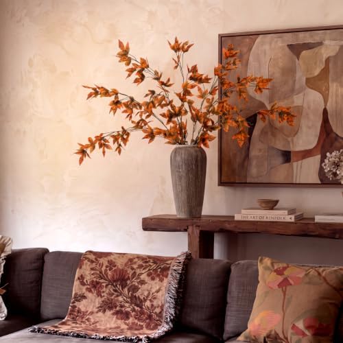 Giegxin Fall Faux Stems Grape Ivy Leaves 39.37 Inch, Orange, 12 Pcs - Image 5