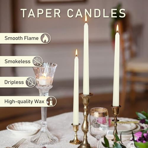 WPONSZU 50 Pack Ivory Taper Candles, 7-8 Hours Burn Time, Unscented, Smokeless and Dripless, 4/5 x 10 Inch for Christmas,Household,Dinner,Wedding,Valentine's Day,Party and Home Décor Candlesticks - Image 7