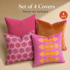 Pink Patterned Decorative Throw Pillow Covers, Set of 4, 18x18 Inch Bold Boho Accent Pillow Cover 4 Pack - Image 2