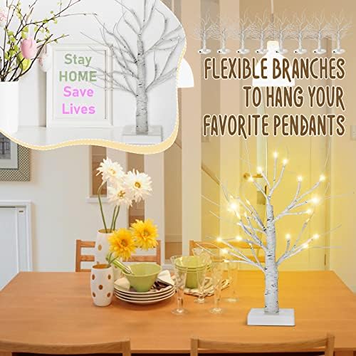 Macarrie 8 Pcs 18 in Lighted Birch Trees Christmas Wedding Decor, White - Image 6