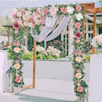 Waipfaru 2Pcs Artificial Flower Garland Decorations, 12.14Ft Eucalyptus Greenery Vines with Pink Roses for Wedding Table Runner Centerpieces Backdrop Room Decor (Pink) - Image 6
