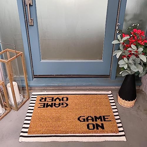 Game On, Game Over Doormat - 23.7x15.6in Outdoor Coir Rug with Non Slip PVC Back - Image 2