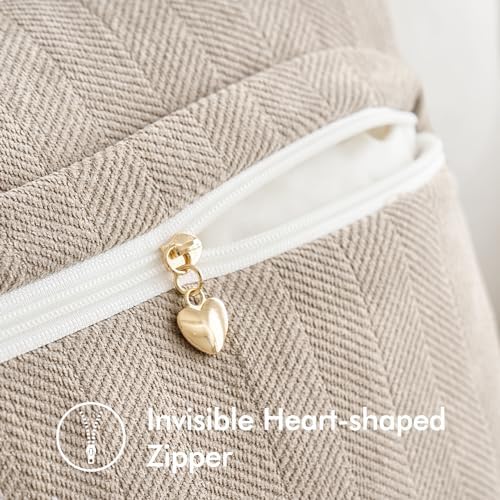 MIULEE Pack of 2 Beige Euro Shams Chenille Pillow Covers 24x24 Inch - Image 3