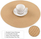SHACOS Round Placemats Set of 8 Washable 15 inch Round Placemat Cotton Polyester Woven Braided Table Place Mats for Dining Table Decor, Camel - Image 4