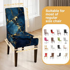 Blue Marble Chair Covers Set of 6,Stretchable Kitchen Dining Room Chair Covers Decorations Removable Washable Dining Chair Slipcovers Chair Protectors for Dining Room & Kitchen - Image 3