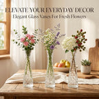 12 Pcs Diamond Pattern Glass Bud Vases, Clear Small Single Stem Flower Vase, Table Centerpiece Decor Vase for Wedding Party Home Kitchen Office Decoration Gift - Image 2