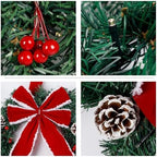 Hausse Set of 3 Christmas Wreaths, Lighted Artificial Christmas Wreath with Large Red Bow & Ornaments, Battery Operated with LED Lights, for Front Door Gate Wall Christmas Party Decorations - Image 4