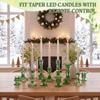 Mumufy 48 Pcs Green Crystal Taper Candle Holders with Flameless Candles - Image 7