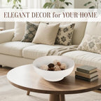 Deobath Large Resin Pedestal Decorative Bowl - Modern Handicraft Bowls for Home Decor - Fruit Bowl for Kitchen Counter - Key Bowl for Entryway Table,Off White Cream - Image 3