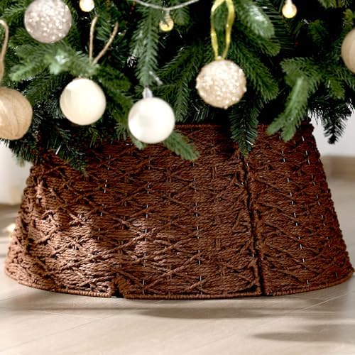 Poen Woven Rattan Christmas Tree Collar, Dark Brown, 24 Inch by Poen