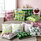 GlikCeil Set of 16 Easter Pillow Covers 18 x 18 Inch St. Patrick's Day Spring Pillowcase Holiday Throw Pillow Covers Valentine's Day Heart Clover Bunny Cushion Case Vintage Pillowcase for Home Decor - Image 6