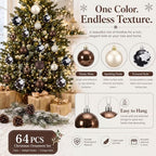 Lunmon 64 Pcs Cow Print Christmas Ball Ornaments Brown Cowhide Western Cowboy Xmas Bulbs 1.6/1.97/2.4 Inch Champagne Bronze Plastic Hanging Decor Assorted Size Xmas Decor for Home Tree Wreath Party - Image 4
