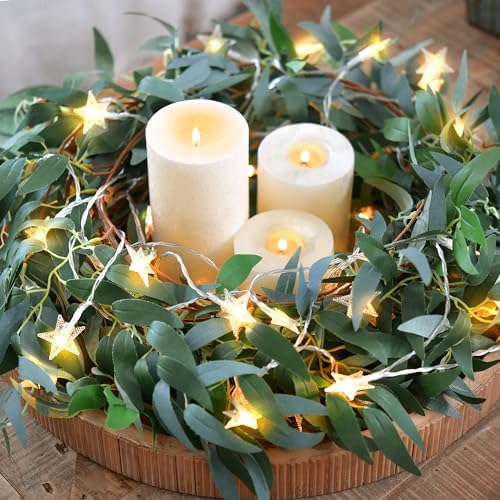 Enchanting Decor: Pair of Flexible Rustic Willow Garlands Adorned with 33 Feet Starry String Lights (USB Operated) by FiveSeasonStuff Floral - Image 2