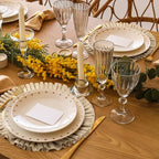 Aneco 12 Pack Round Burlap Placemats with Ruffle Edge - Image 6