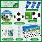 Ceenna 452 Pcs Soccer Party Supplies for 50 Guests, Soccer Paper Plates Napkins Cups Tablecloth Cutlery Straw Disposable Tableware for Men Birthday Sports Theme Day Party Decorations - Image 3