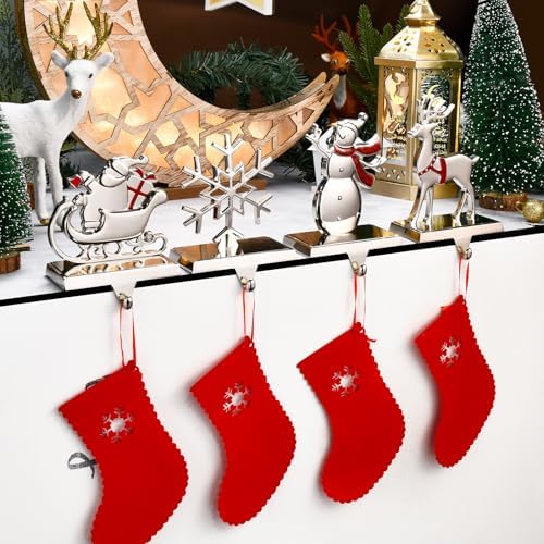 Christmas Stocking Holders for Mantle Set of 4, Weighted Stocking Hangers for Mantel Fireplace, Stocking Hooks for Xmas Decoration (Style4) - Image 2