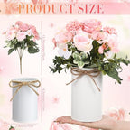 Domensi 6 Sets Wedding Centerpiece for Table Decoration Blush Pink Artificial Fake Rose Flower with Metal Vase Faux Silk Rose Bouquet Floral Arrangement for Bridal Shower Home Dining - Image 4