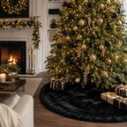 AOGU 48 Inch Black Christmas Tree Skirt, Faux Fur Halloween Tree Skirt - Image 5