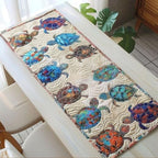 Quilted Table Runner, 3D Floral & Animals Design, Farmhouse Rustic Home Decor, for Dining Table Kitchen Holiday (A17,14x108 inches) by SodaMeow