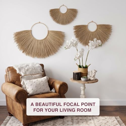 Chicvillage Handmade Wall Basket Set For Boho Decor (Set 3-Piece Sunshine) - Image 5