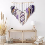 Amestrina Large Macrame Wall Hanging, Boho Chic Macrame Wall Decor, Bohemian Leaf Feather Macrame Wall Art, Handmade Macrame Wall Hanging Tapestry for Bedroom Living Room 31" Wx 31" L (Purple) - Image 6