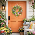 20" Spring Summer Wreath for Front Door Outside - Boxwood Greenery Wreath - Image 2