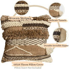 Handwoven Boho Throw Pillow Cover 18x18 Pillows for Sofa, Bed and Couch Decorative Knitted Pillow with Tassels Tufted Accents Cotton/Wool Home Decor, Limited Edition - Image 5