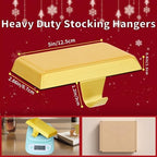 Oleitodh 8 Pack Metal Gold Christmas Stocking Holders for Mantle Heavy Duty Stocking Hangers Stocking Hook Christmas Ornaments for Counter Tables Window Fireplace Mantle Decoration - Image 2
