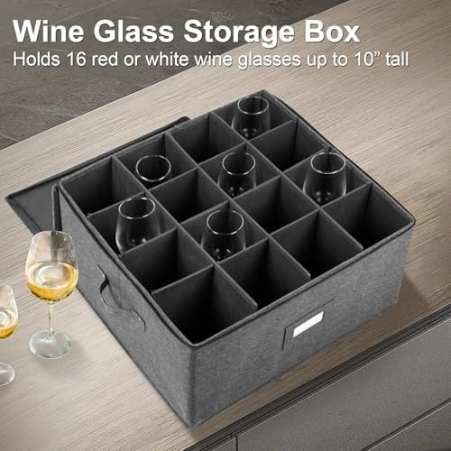 popoly Stemware Storage Cases 2 Pack, Wine Glass Storage Box Containers - Image 2